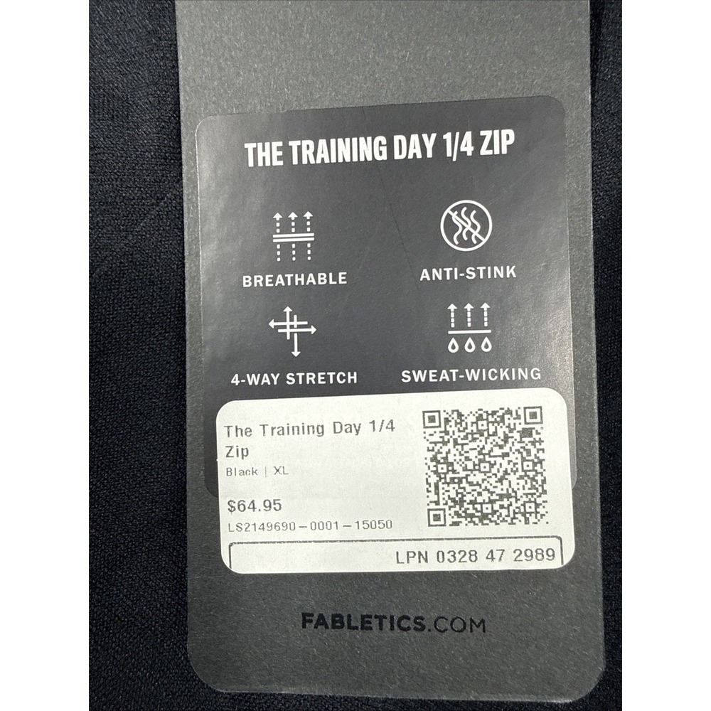 Fabletics Shirt Men's XL Black Long Sleeve Training Day 1/4 Quarter Zip NWT - Picture 3 of 13